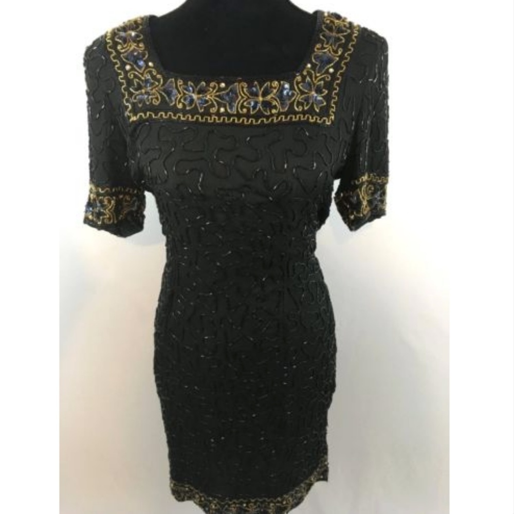Vintage Stenay 1980s Beaded Dress